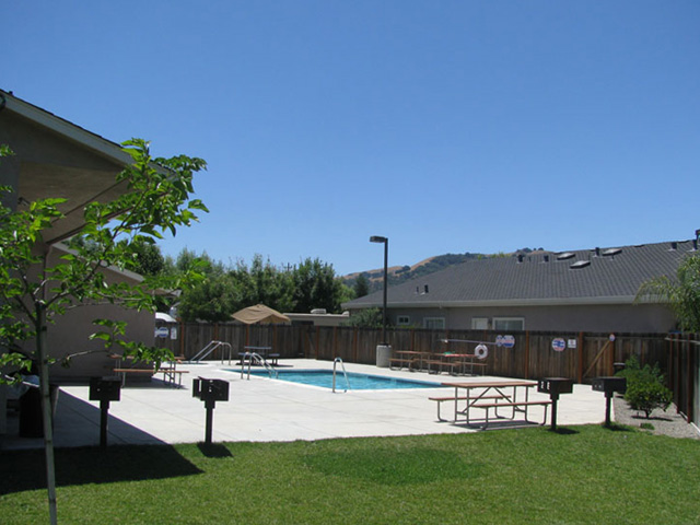 Swimming pool and barbeque for RV campers